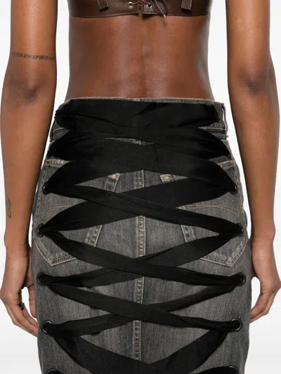 Balenciaga Denim Skirt With Laces Interwining