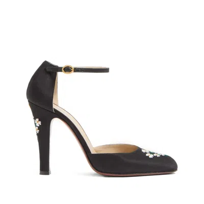 Valentino Garavani Hi Dolly Fabric Pumps With 105 Mm Floral Embroidery Woman Black 41 In Black