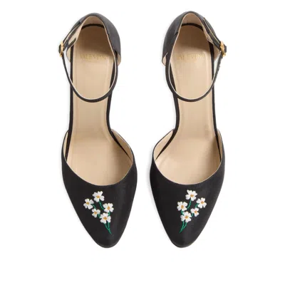 Valentino Garavani Hi Dolly Fabric Pumps With 105 Mm Floral Embroidery Woman Black 41 In Black