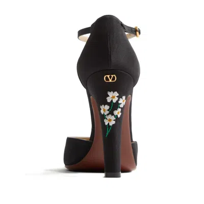 Valentino Garavani Hi Dolly Fabric Pumps With 105 Mm Floral Embroidery Woman Black 41 In Black