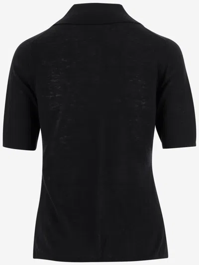 By Malene Birger Wool Blend Dicot Shirt In Black