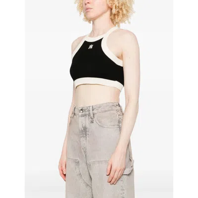 Amiri Cropped Tank Top Embroidered Logo In Black