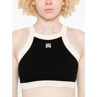 Amiri Cropped Tank Top Embroidered Logo In Black