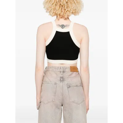 Amiri Cropped Tank Top Embroidered Logo In Black