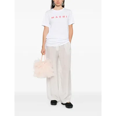 Marni White Jersey T-shirt With Scribbled Logo