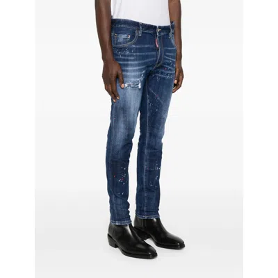 Dsquared2 Indigo Blue Stretch Cotton Jeans In Blue
