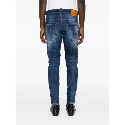 Dsquared2 Indigo Blue Stretch Cotton Jeans In Blue