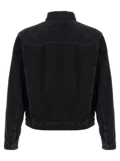 Dsquared2 Black Jacket With Classic Collar And Embossed Logo On The Front In Denim Man In Black