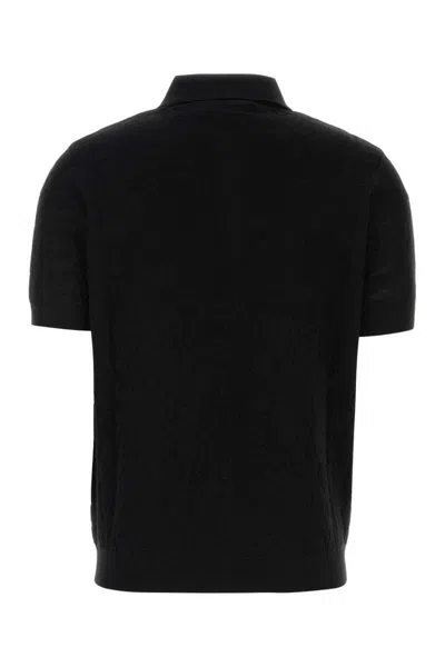 Versace Black Silk Blend Polo Shirt