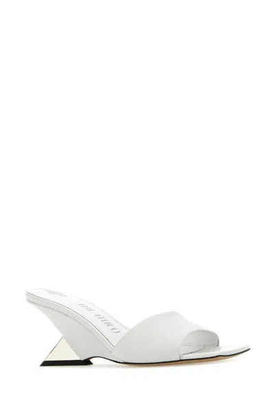 Attico White Leather Cheope Mules In White