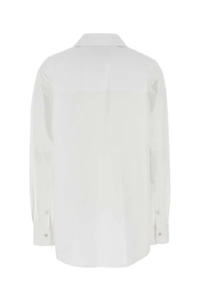 Gucci Oversize Shirt With Collared Neck And Textured Panel In White