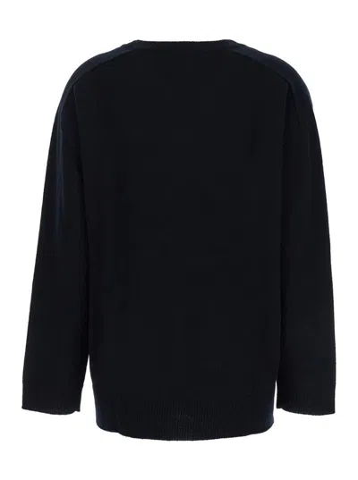 P.a.r.o.s.h Black Crewneck Sweater With Asymmetric Hem In Wool And Cashmere Woman In Black
