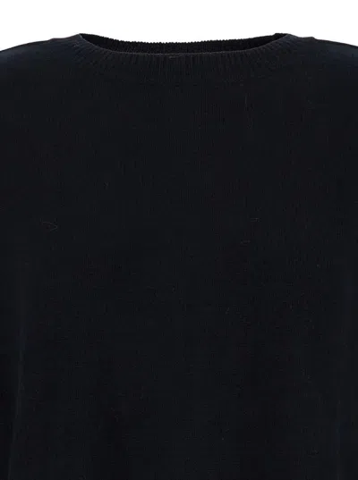 P.a.r.o.s.h Black Crewneck Sweater With Asymmetric Hem In Wool And Cashmere Woman In Black