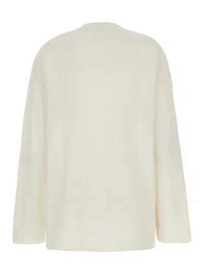Allude White Relaxed Crewneck Sweater In Cashmere Woman In White