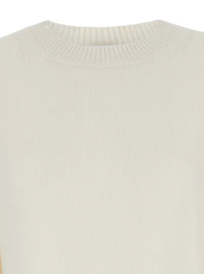 Allude White Relaxed Crewneck Sweater In Cashmere Woman In White