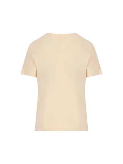 Chloé Pink Crewneck T-shirt With Maxi Logo Print On The Front In Cotton Woman In Neutral