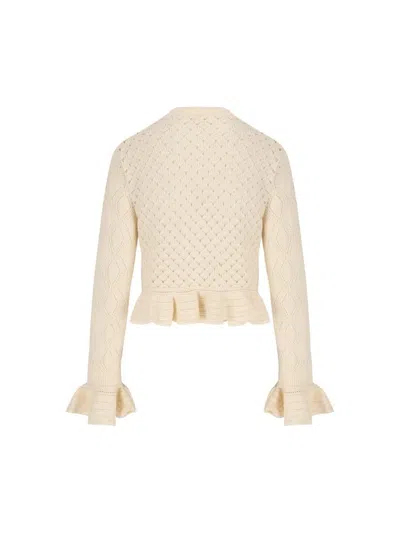 Chloé Latte-colored Crochet Cardigan In Blend