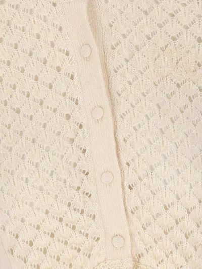 Chloé Latte-colored Crochet Cardigan In Blend