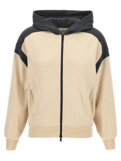 Brunello Cucinelli Beige Front Zip Hoodie