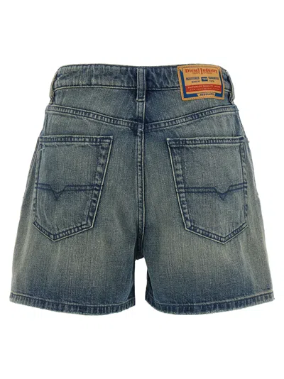 Diesel Denim Shorts With Faded Effect And Back Patch In Blue
