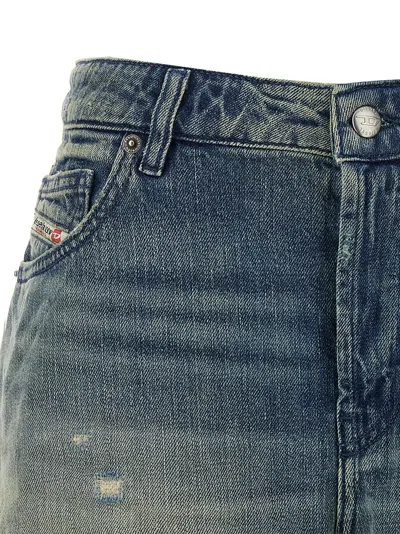 Diesel Denim Shorts With Faded Effect And Back Patch In Blue