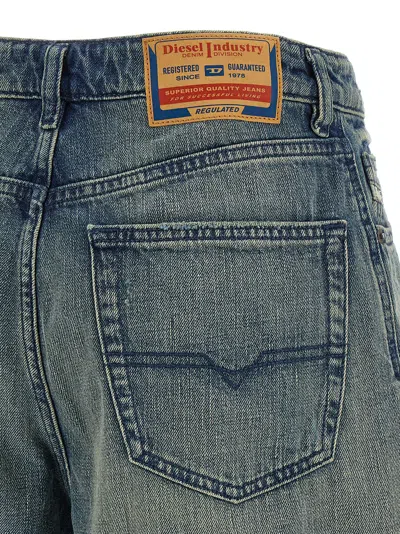 Diesel Denim Shorts With Faded Effect And Back Patch In Blue