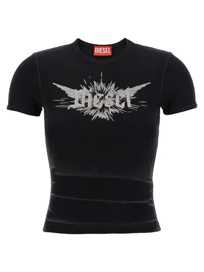 Diesel Womens 02 T-ele-p2 Graphic-print Cotton-jersey T-shirt In Black
