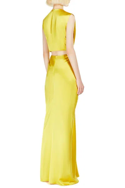 Max Mara Front Draped Dress With Metal Ring Accent In Yellow