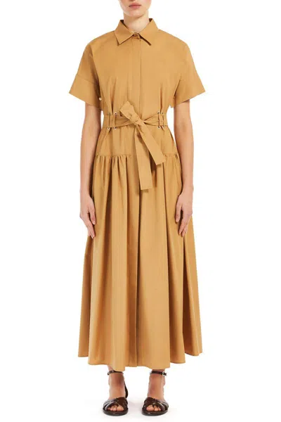 Max Mara Agoraio Cotton Poplin Shirt Dress In Nude