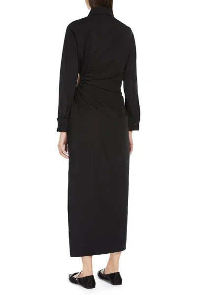 Max Mara Cotton Dress With Cut-out Design And Ruched Detail In Black