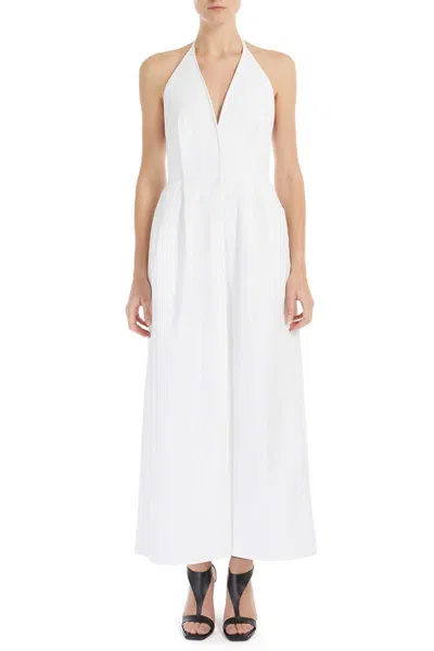 Max Mara Belted Cotton-blend Gabardine Maxi Dress In White