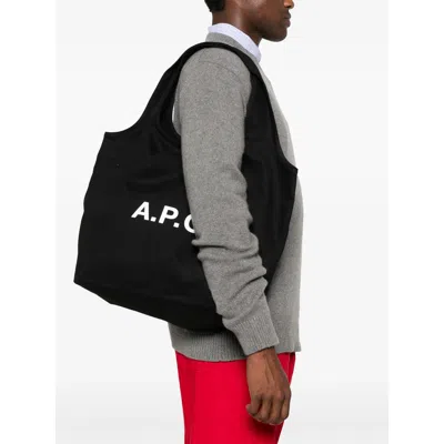 Apc A.p.c. Black Canvas Ninon Shopping Bag