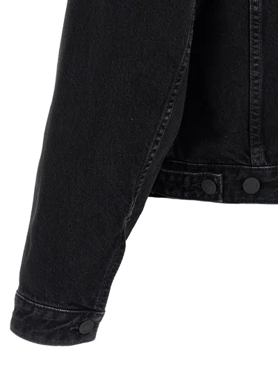 Dsquared2 Black Jacket With Classic Collar And Embossed Logo On The Front In Denim Man In Black