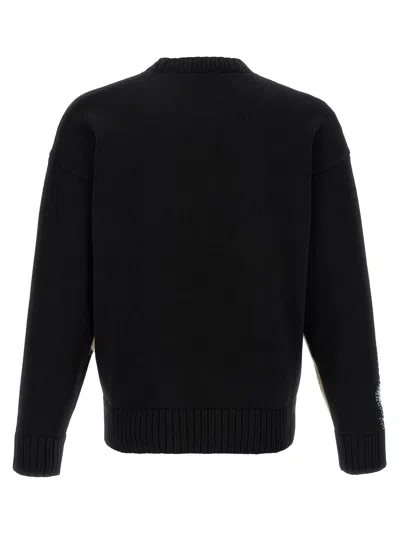 Dsquared2 Two-tone Crew Neck Sweater With Graphic Design In Black