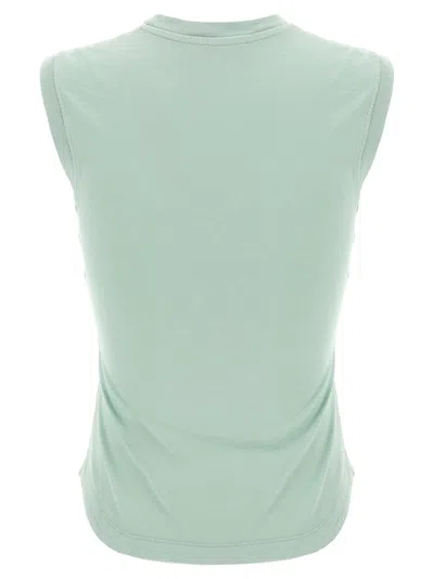 Attico Crew Neck Sleeveless Top With Curved Hem In Blue