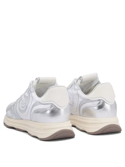 Pinko Low Top Sneakers Metallic Finish In Silver
