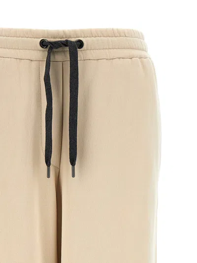 Brunello Cucinelli Wide-leg Fleece Trousers With Adjustable Drawstring In White