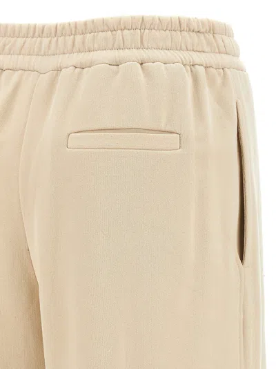 Brunello Cucinelli Wide-leg Fleece Trousers With Adjustable Drawstring In White