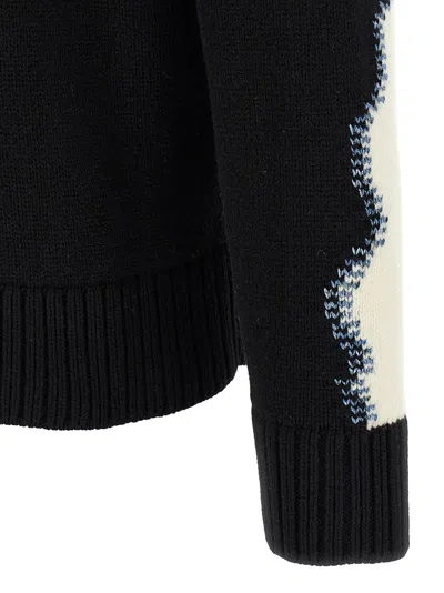 Dsquared2 Two-tone Crew Neck Sweater With Graphic Design In Black