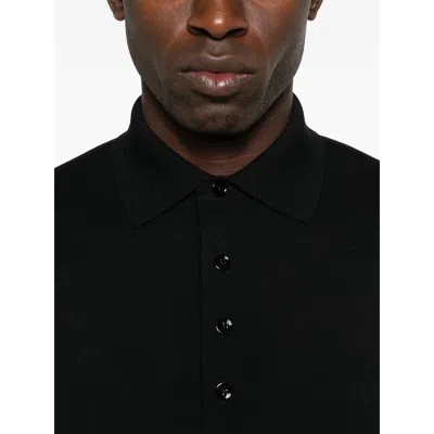 Tom Ford Men Fine Gauge Pure Wool Ls Polo In Black