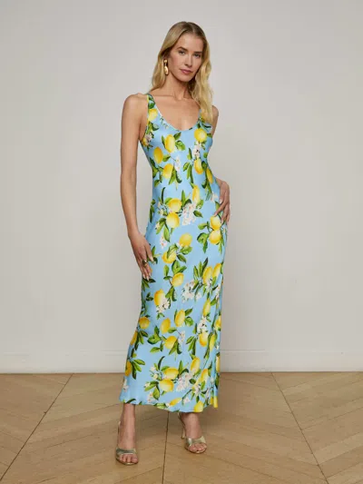 L Agence Akiya Satin Maxi Dress In Multi