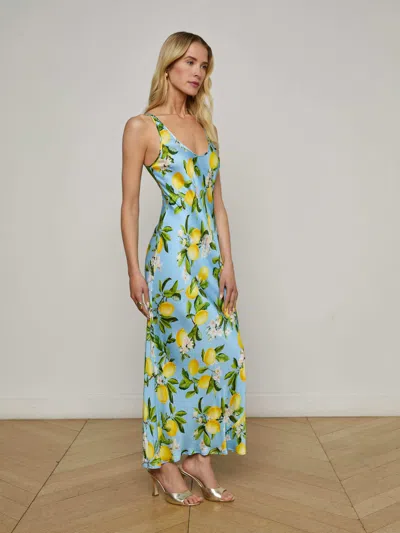 L Agence Akiya Satin Maxi Dress In Multi