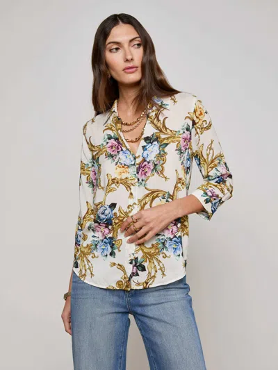 L Agence Camille Button-front Blouse In Multi
