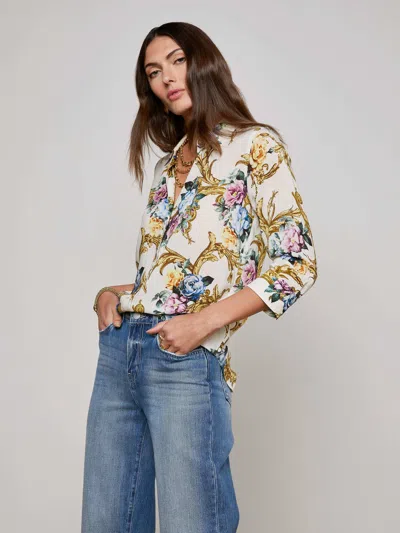 L Agence Camille Button-front Blouse In Multi