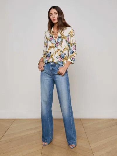 L Agence Camille Button-front Blouse In Multi