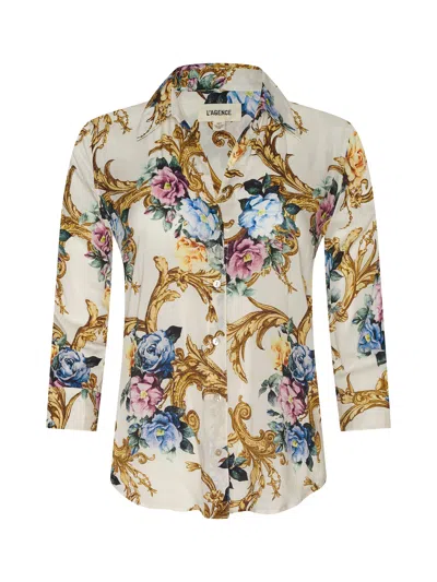 L Agence Camille Button-front Blouse In Multi