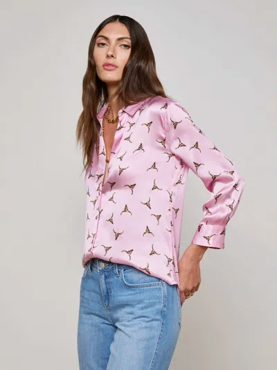 L Agence Dani Silk Blouse In Pink