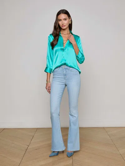 L Agence Bianca Silk Charmeuse Button-down Blouse