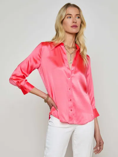 L Agence Dani Silk Blouse In Pink