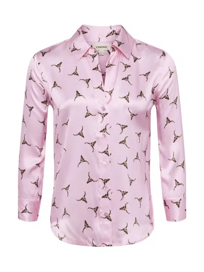 L Agence Dani Silk Blouse In Pink